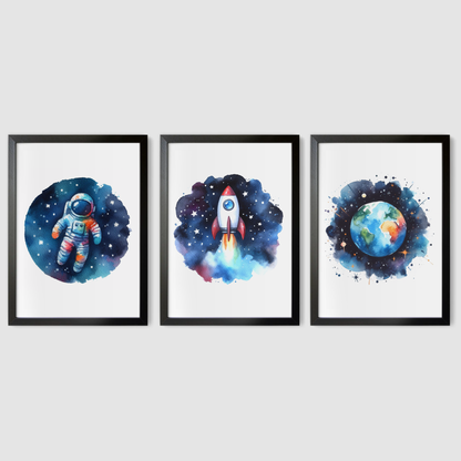 Colourful Space Print Set - Nursery Space Collection Set of 3