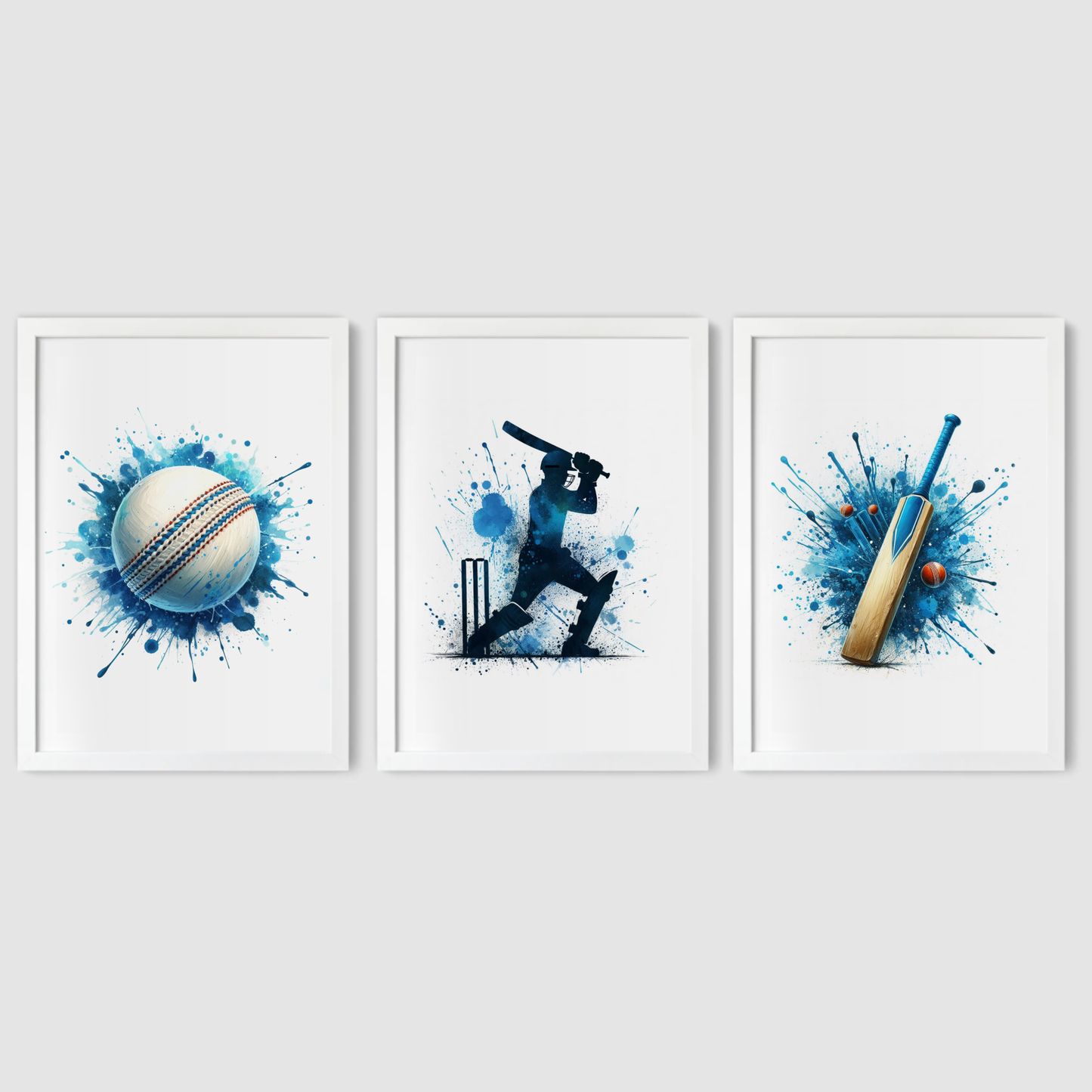 Blue Cricket Print Set - Cricket Collection Set of 3