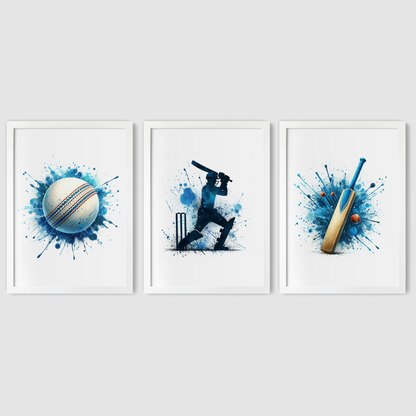 Blue Cricket Print Set - Cricket Collection Set of 3