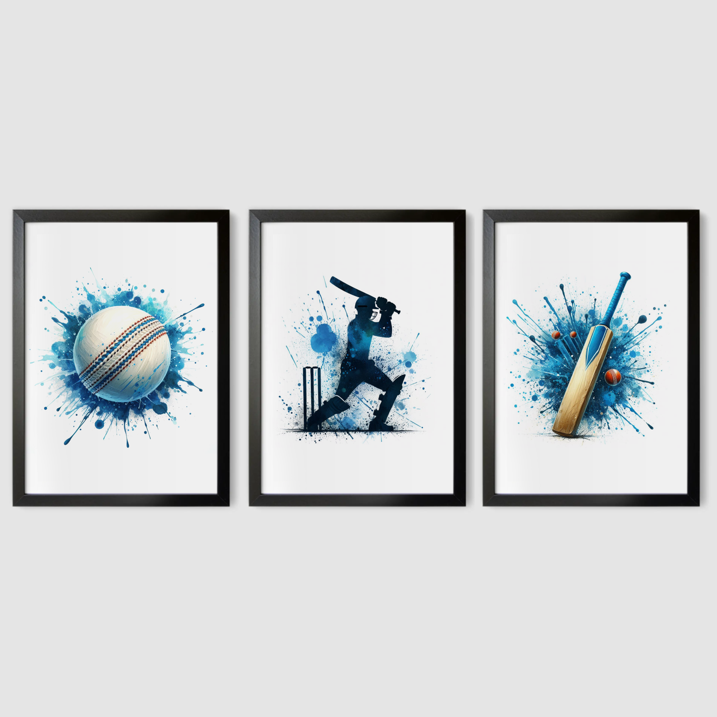 Blue Cricket Print Set - Cricket Collection Set of 3