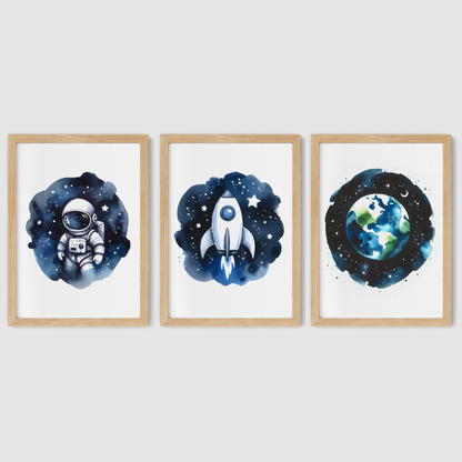 Watercolour Space Print Set - Nursery Space Collection Set of 3