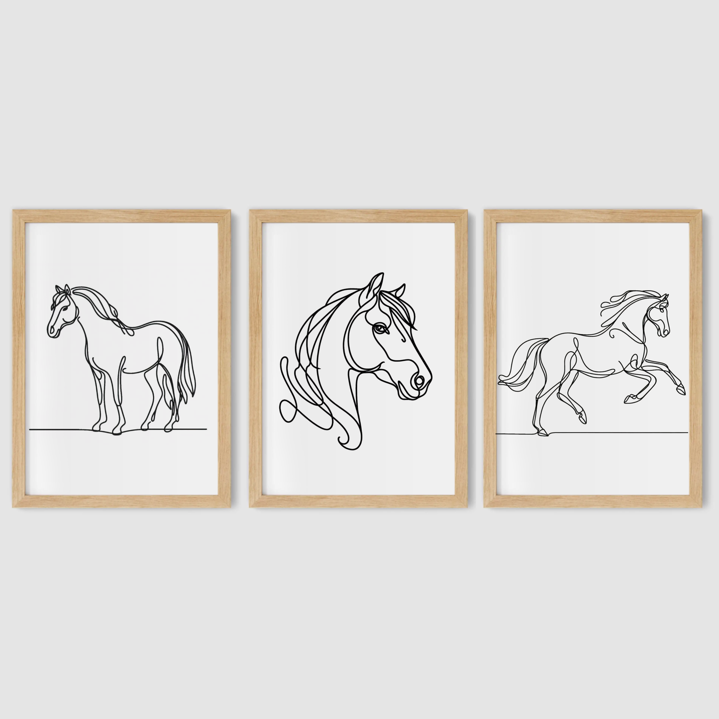Horse Line Drawing Print Set - Horse & Pony Collection Set of 3