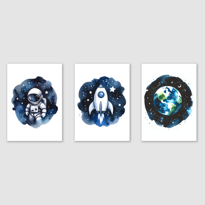 Watercolour Space Print Set - Nursery Space Collection Set of 3