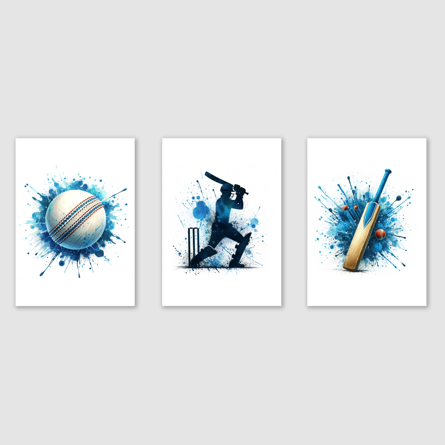 Blue Cricket Print Set - Cricket Collection Set of 3