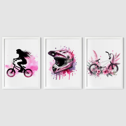 Pink BMX Print Set - Biking & BMX Collection Set of 3