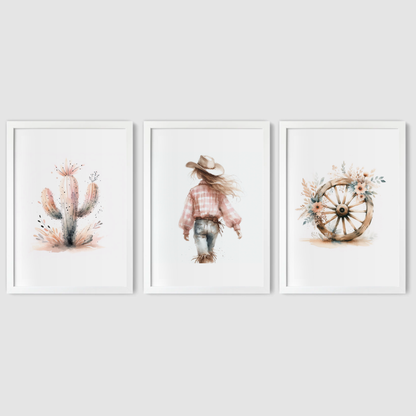 Cowgirl Print Set - Horse & Pony Collection Set of 3