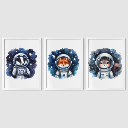 Woodland Animals Space Print Set - Nursery Space Collection Set of 3