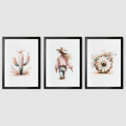 Cowgirl Print Set - Horse & Pony Collection Set of 3