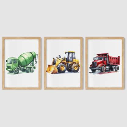 Colourful Construction Print Set - Construction Collection Set of 3