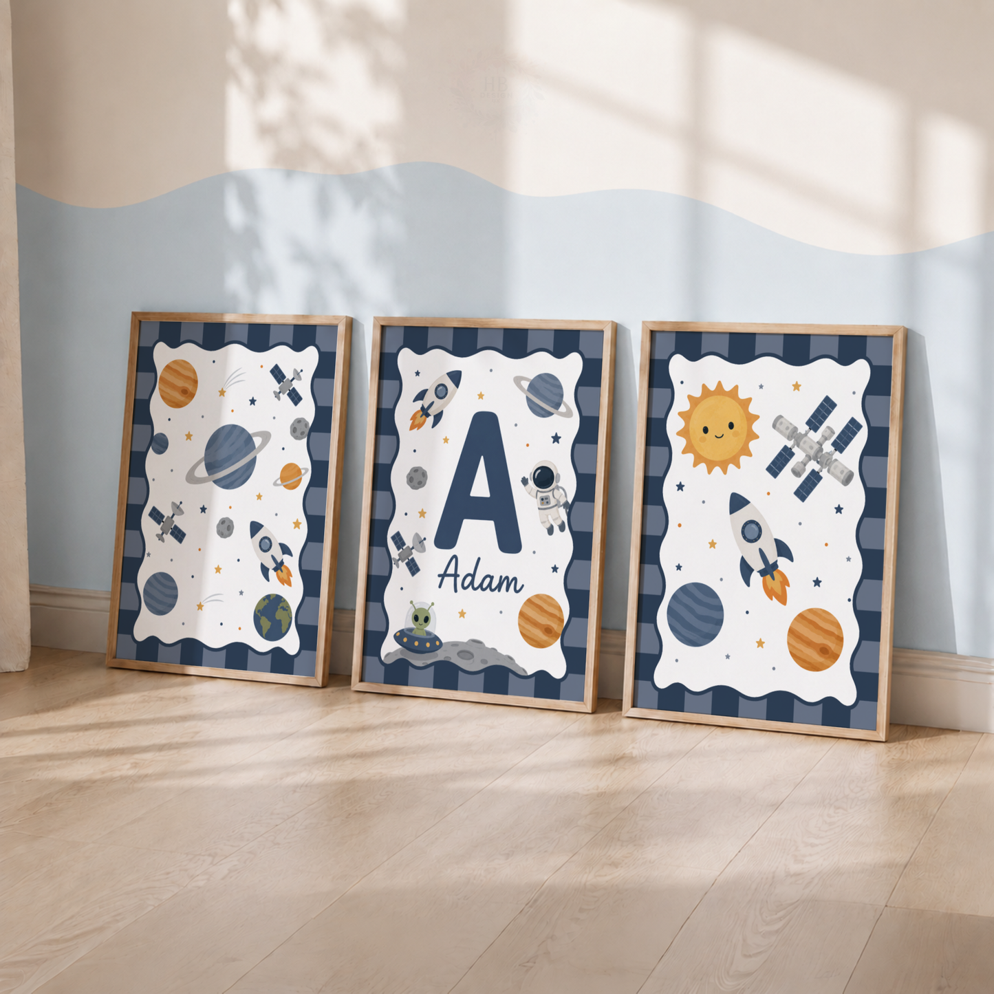 Cosmic Adventures – Personalised Set of 3 Space Nursery Prints