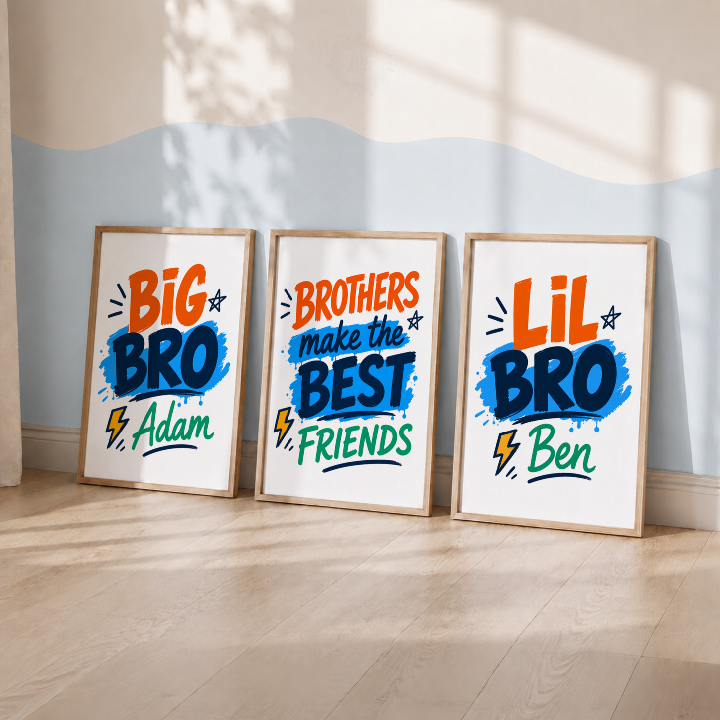 Bold Brothers – Personalised Set of 3 Big Bro & Little Bro Prints