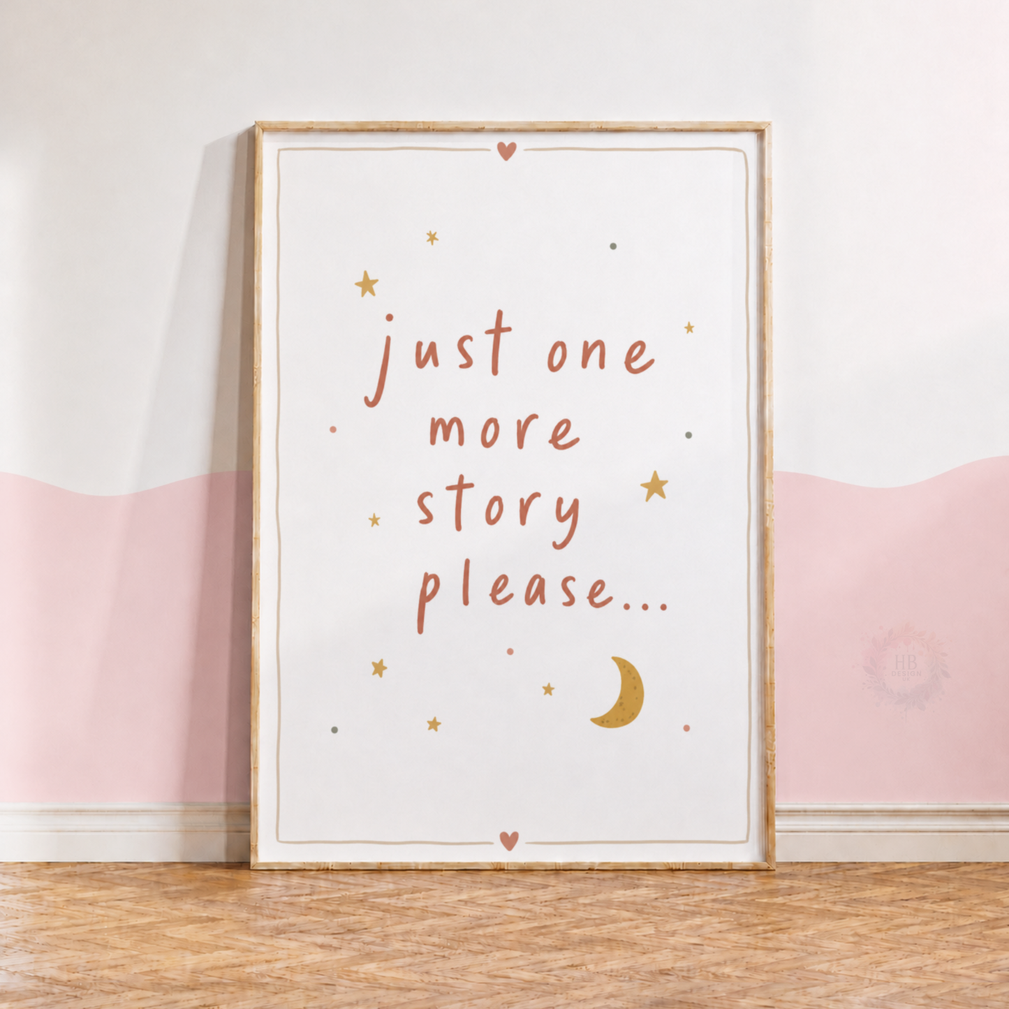 Just One More Story Please Nursery Print – Bedtime Quote Wall Art