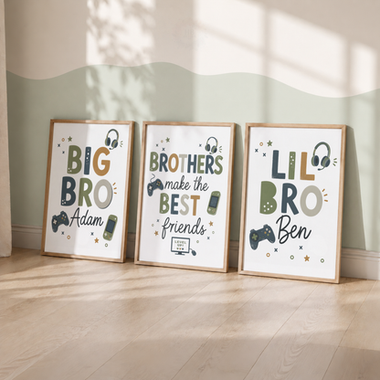 Gaming Brothers – Personalised Big Bro & Little Bro Print Set
