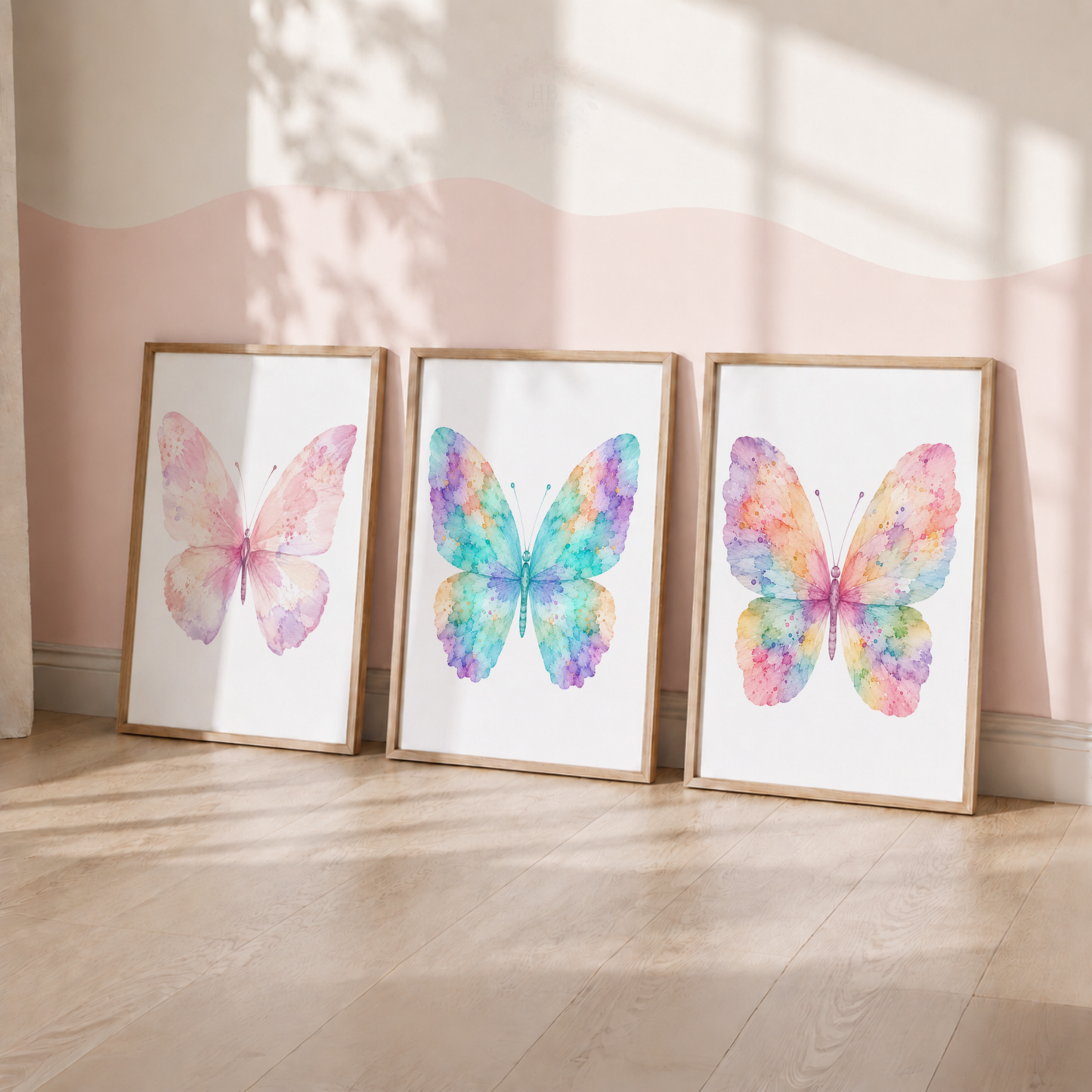 Pastel Butterfly Wall Art Print Set – Girls Bedroom & Nursery Decor