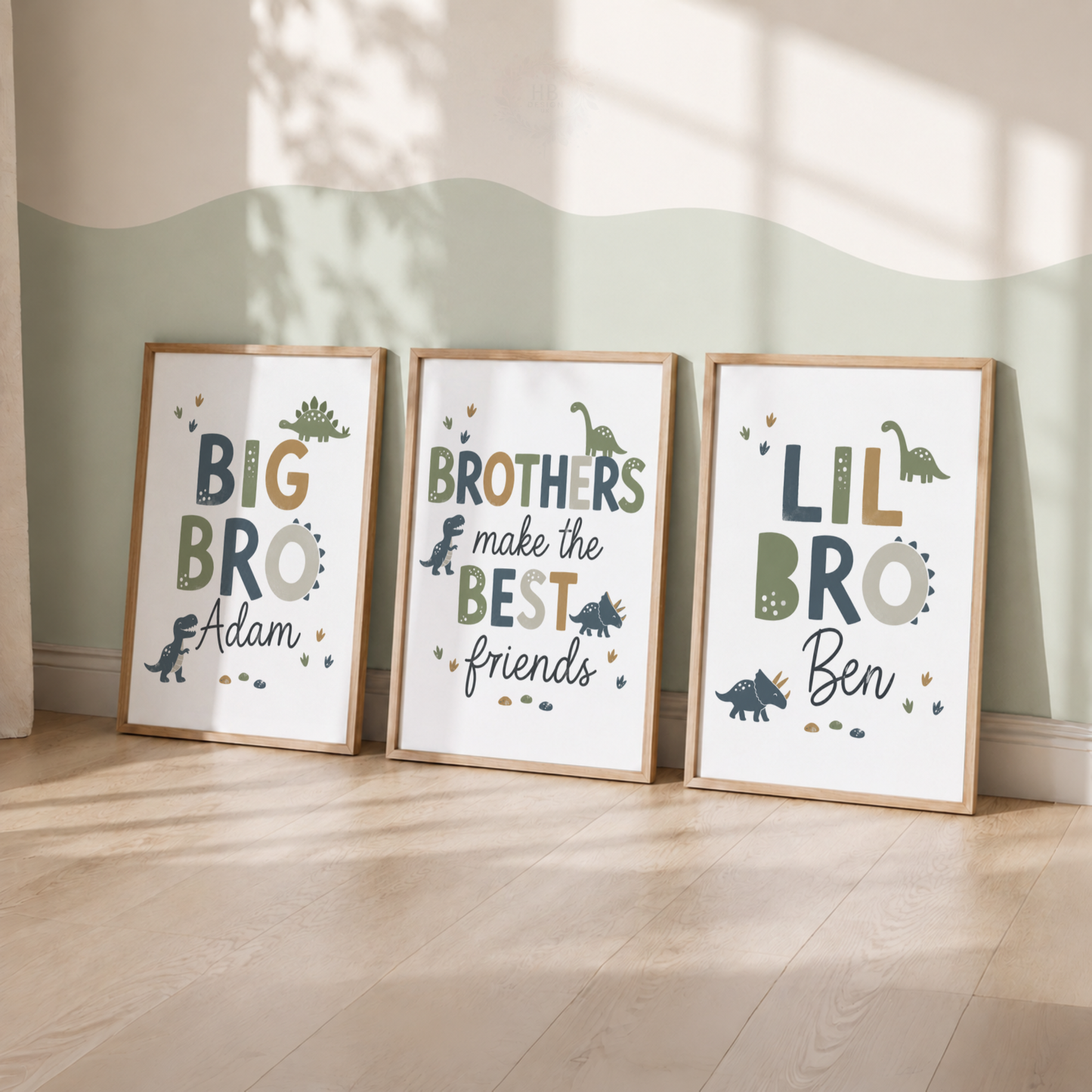 Dinosaur Brothers – Personalised Big Bro & Lil Bro Print Set
