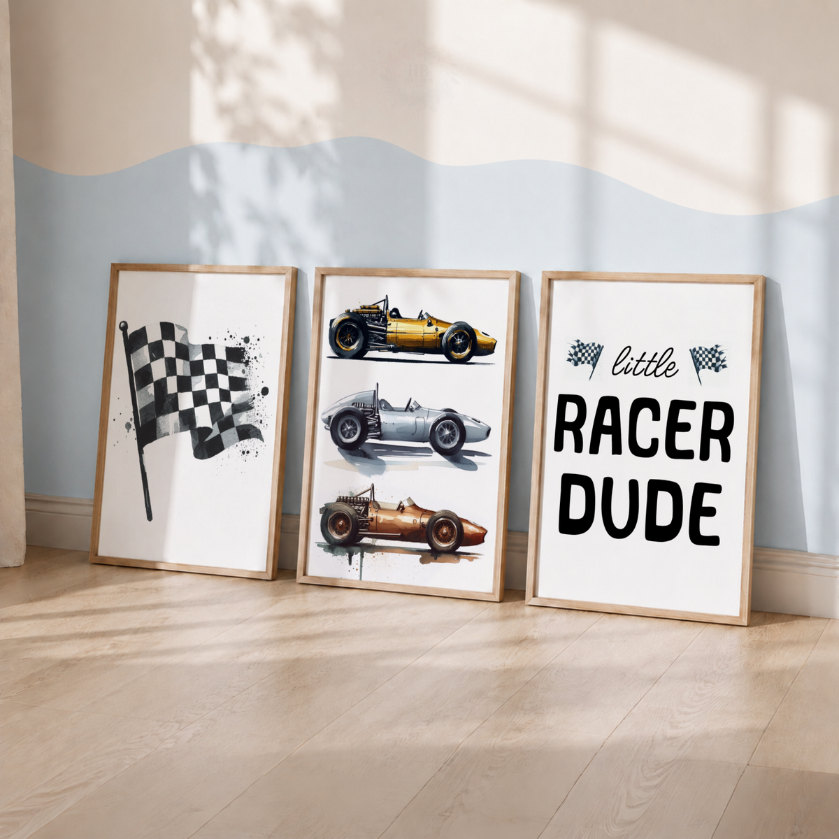 Vintage Race Car Wall Art Set – Little Racer Dude Prints