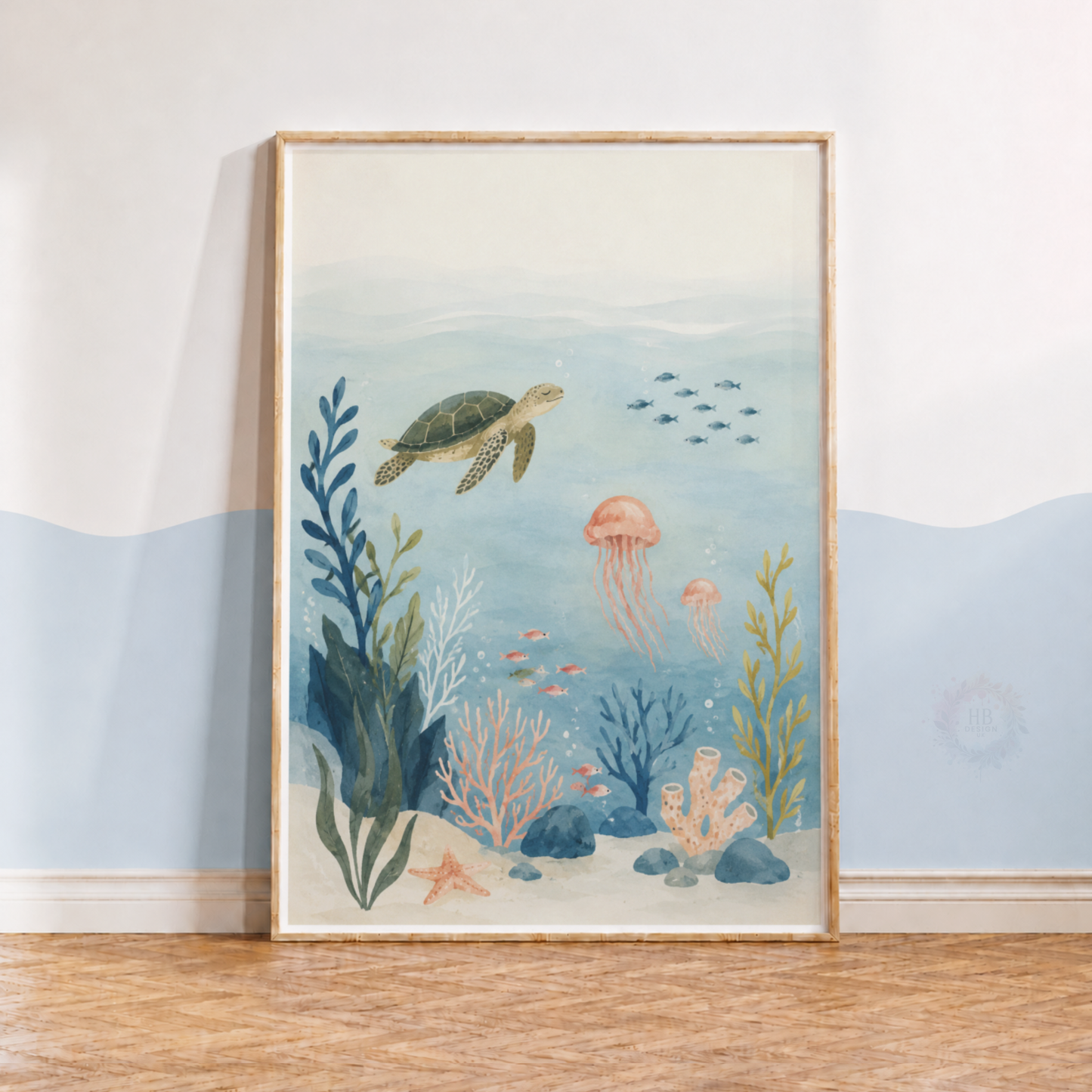 Under the Sea Nursery Print – Ocean Animals Kids Wall Art