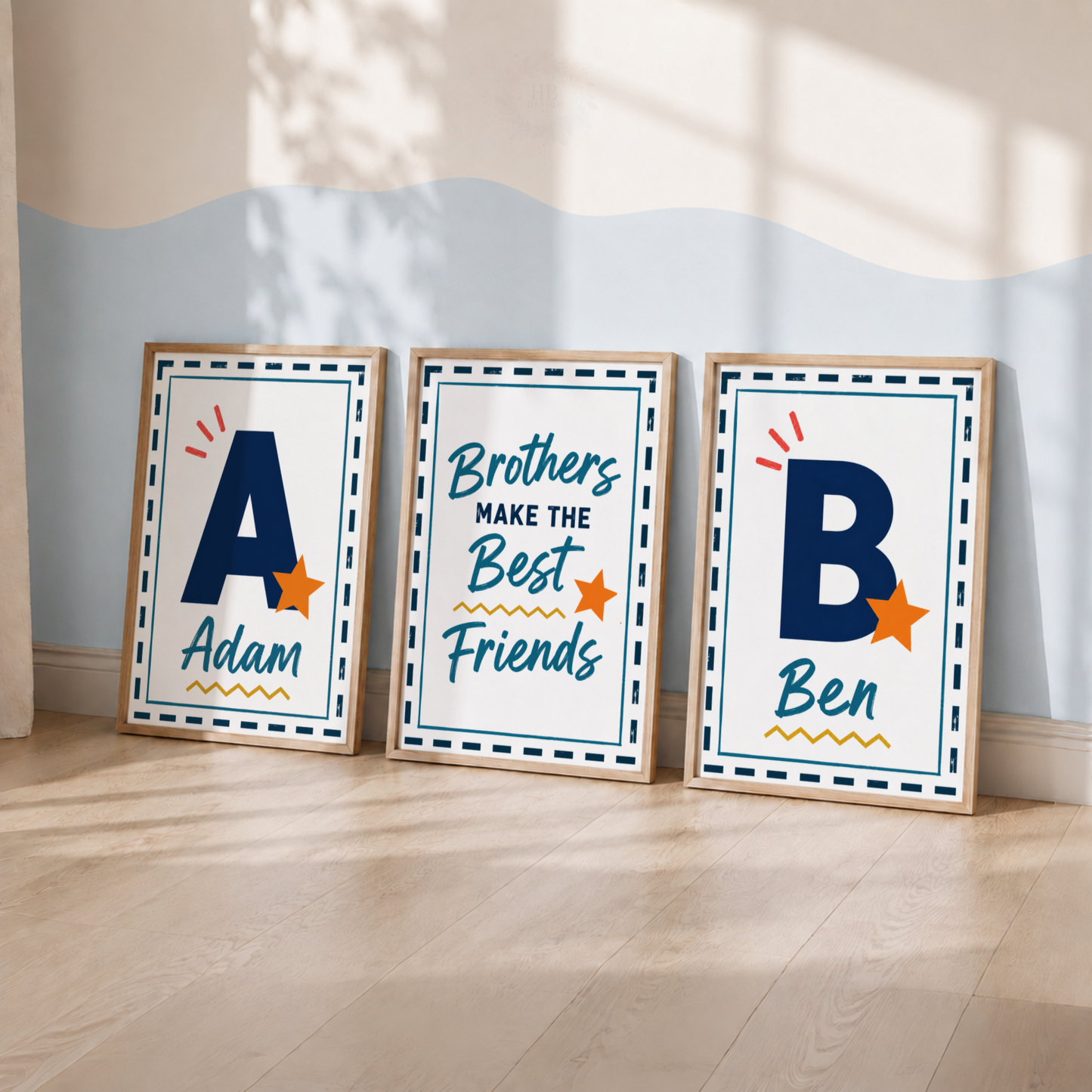 Brothers Make the Best Friends – Personalised Set of 3 Brother Prints