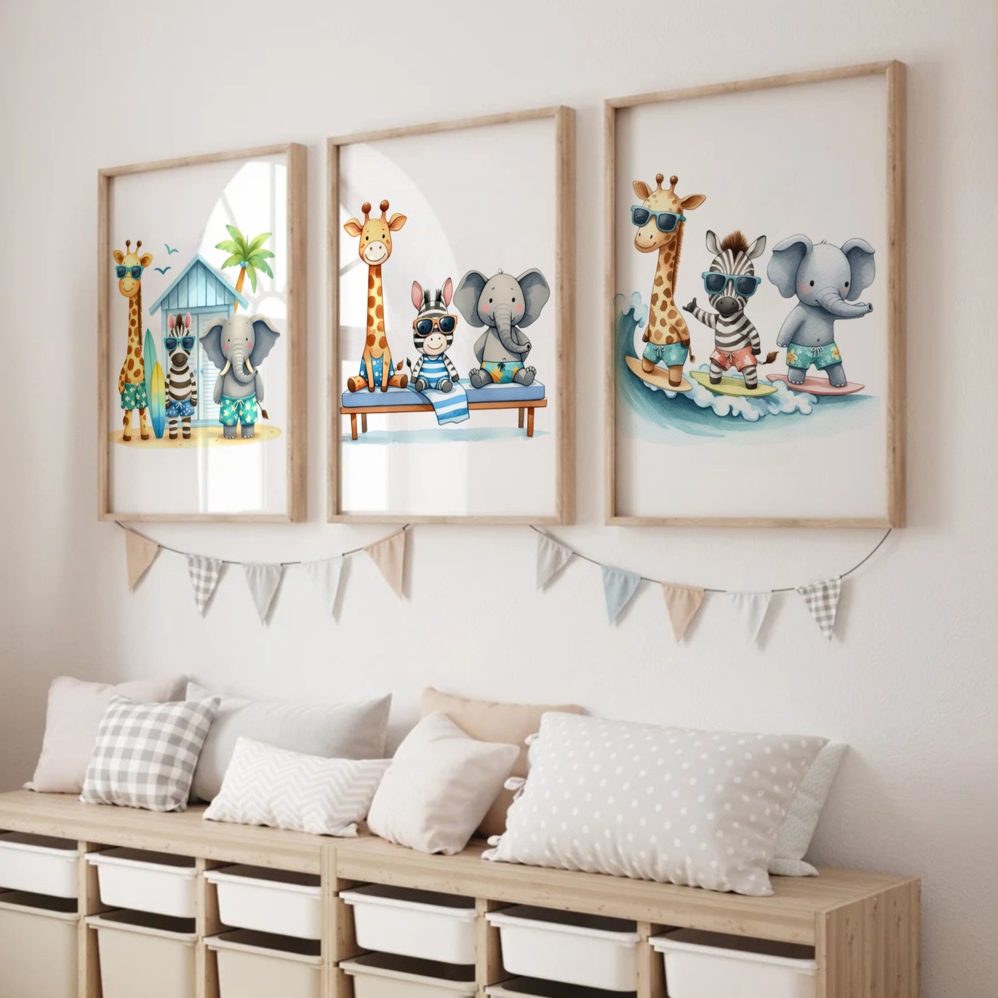 Surfing Animals Print Set