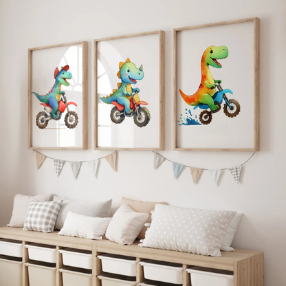 Dinosaur Motorbiker Print Set