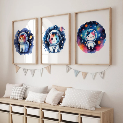 Cat Astronaut Print Set