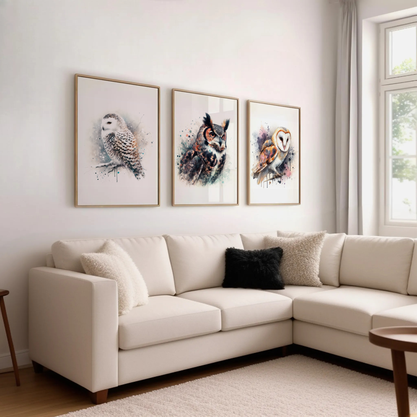 Watercolour Owl Print Set