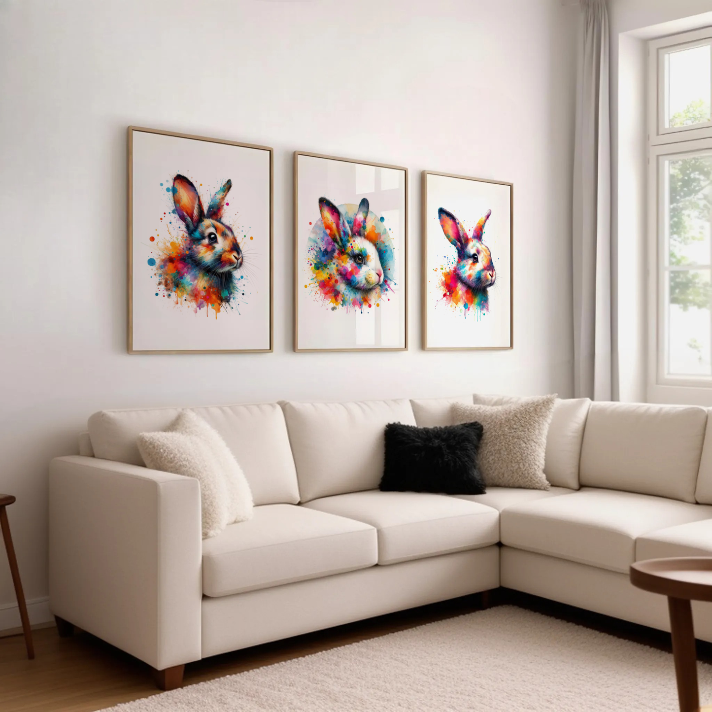 Colourful Rabbit Print Set