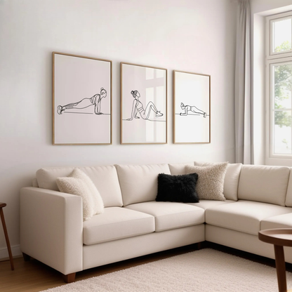 Women's Exercise Line Art Print Set