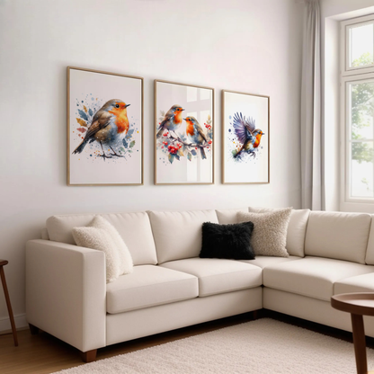 Watercolour Robin Print Set
