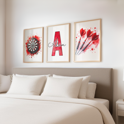 Red Personalised Darts Print Set