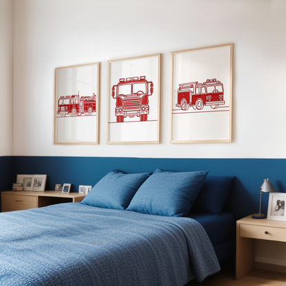 Fire Engine Print Set