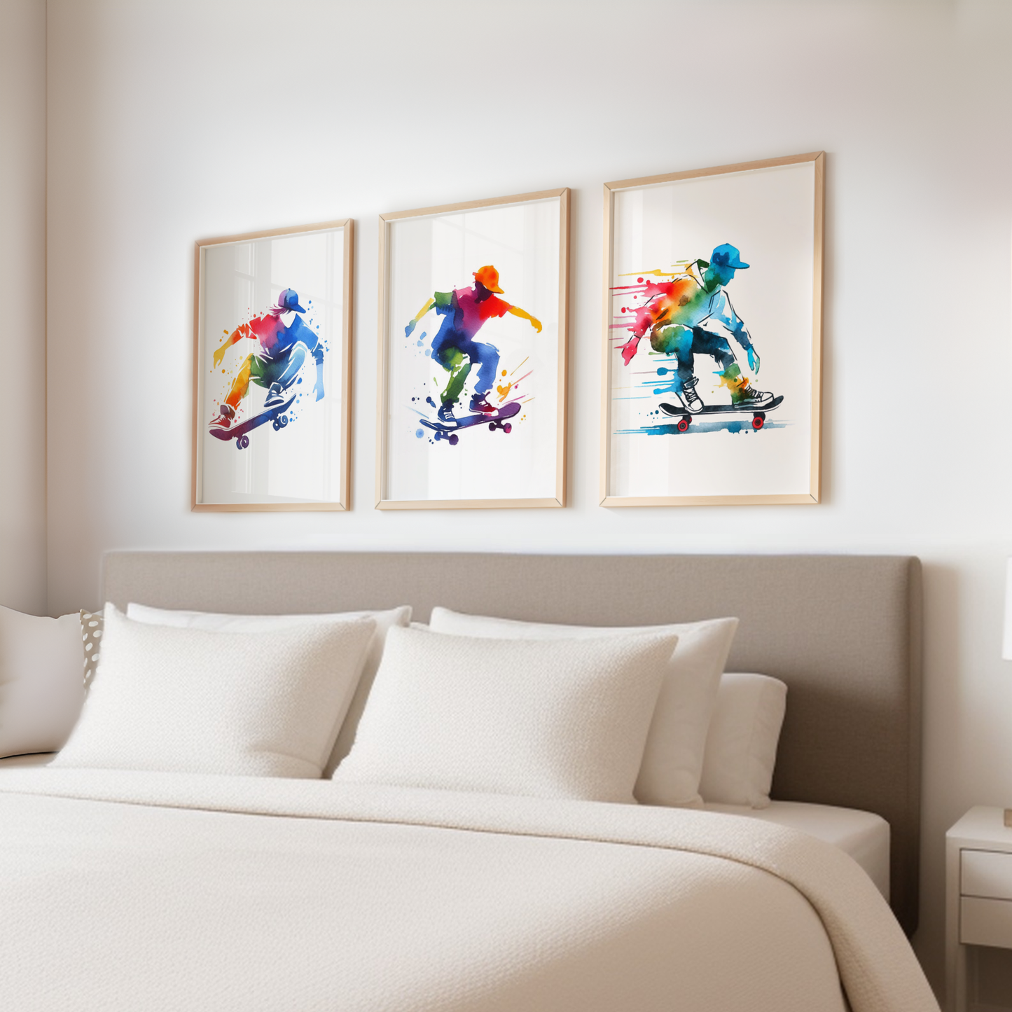 Multicoloured Skateboarding Print Set