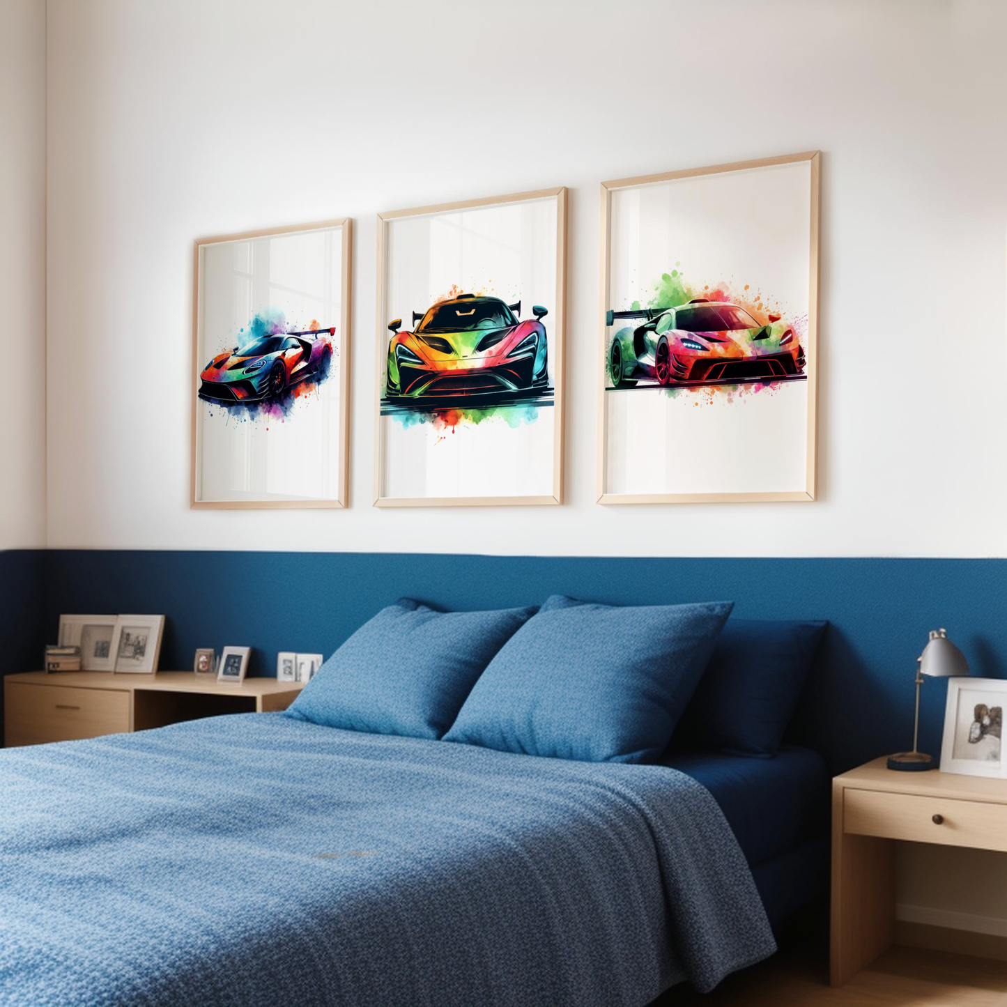 Multicoloured Car Print Set