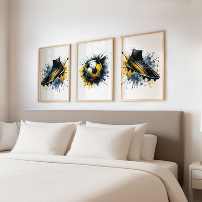 Black & Yellow Football Print Set