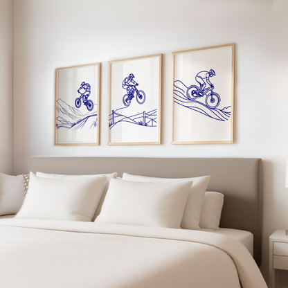 Blue Biking Print Set