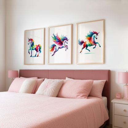 Colourful Unicorn Print Set