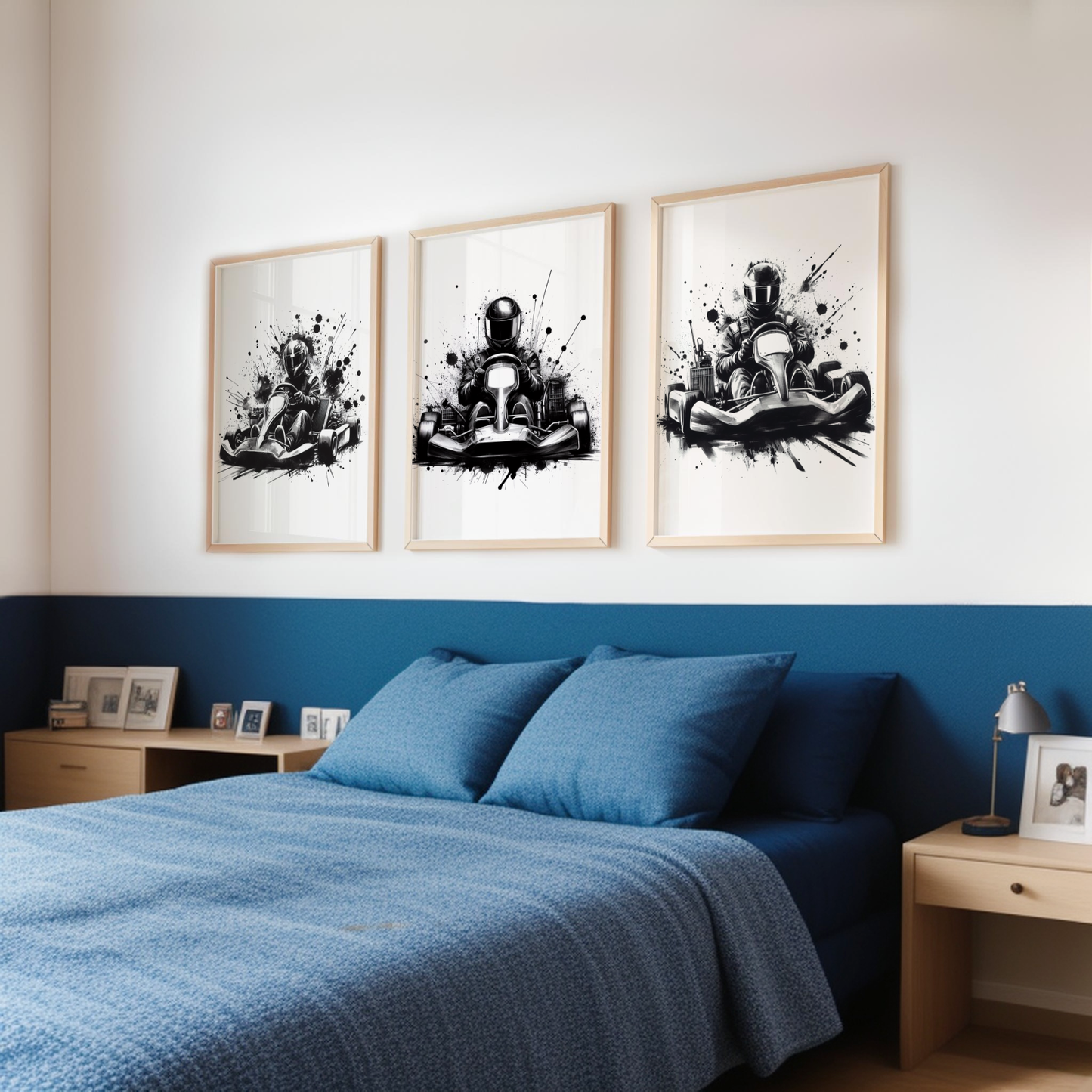 Black Go Karting Print Set