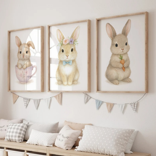 Bunny Love Print Set - Cute Pets Collection Set of 3