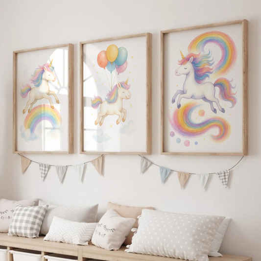 Rainbow Unicorn Dreams Print Set - Unicorns Collection Set of 3
