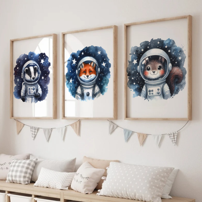Woodland Animals Space Print Set - Nursery Space Collection Set of 3
