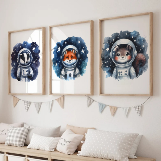 Woodland Animals Space Print Set - Nursery Space Collection Set of 3