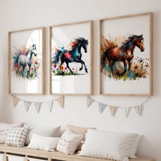 Watercolour Horse Print Set - Horse & Pony Collection Set of 3