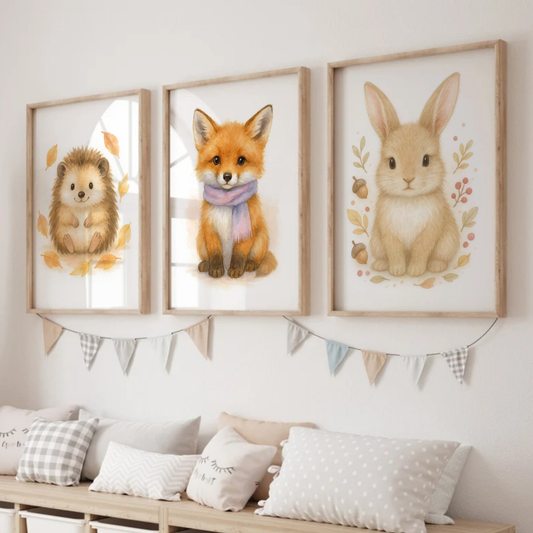 Woodland Cuties Print Set - Cute Pets Collection Set of 3