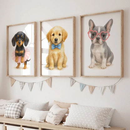 Puppy Playtime Print Set - Cute Pets Collection Set of 3