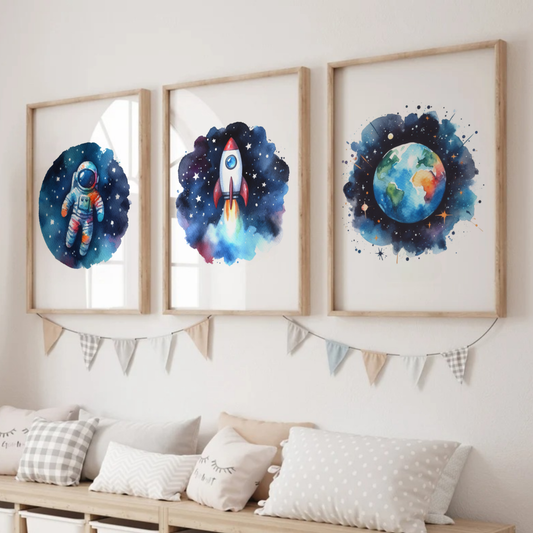Colourful Space Print Set - Nursery Space Collection Set of 3