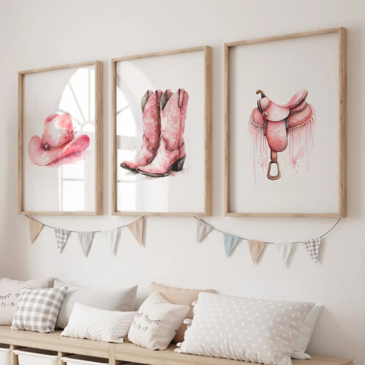 Pink Country & Western Print Set - Horse & Pony Collection Set of 3