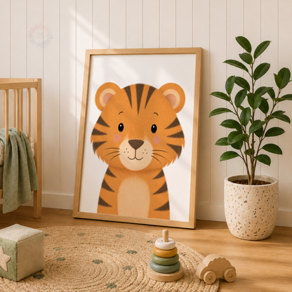 Safari Animal Nursery Prints Set – Tiger Elephant & Leopard Wall Art