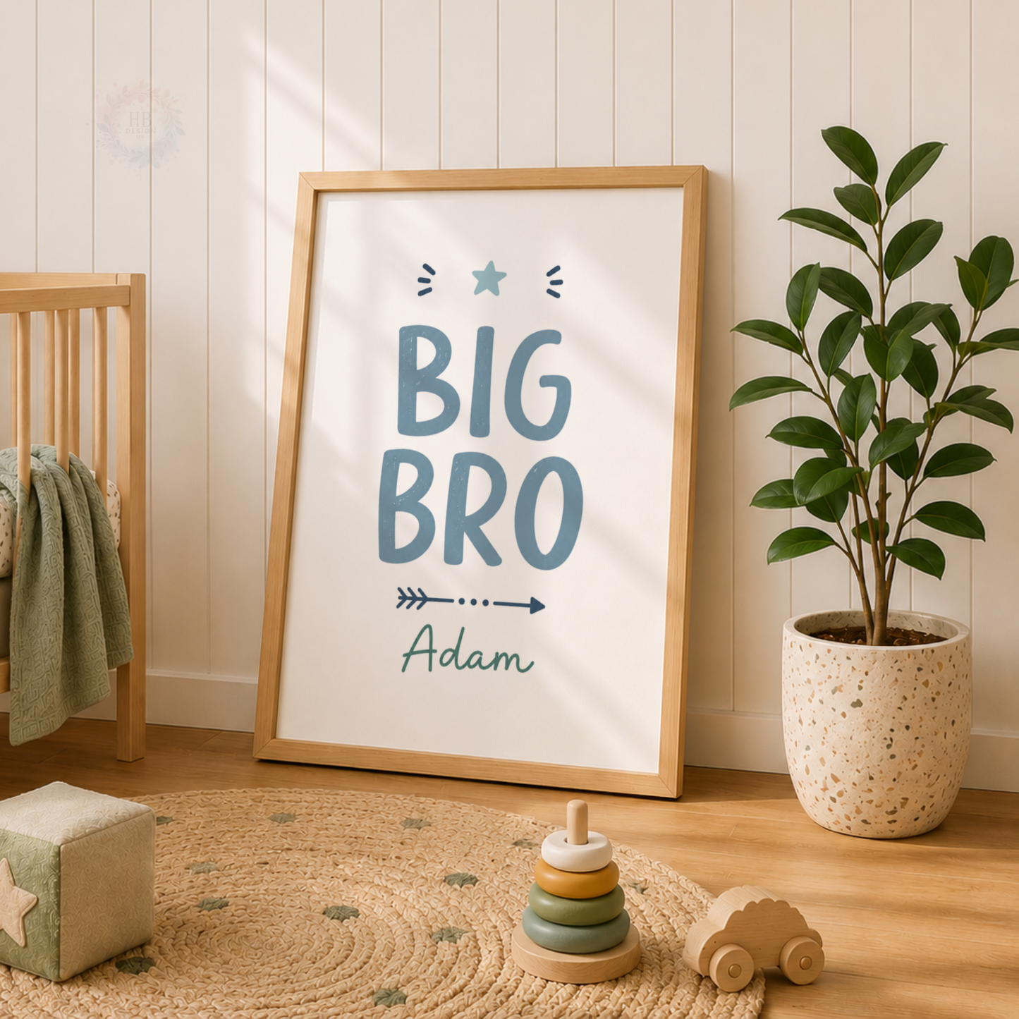 Big Bro, Little Bro – Personalised Set of 3 Blue Brothers Prints