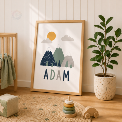 Mountain Brothers – Personalised Set of 3 Brothers Nursery Prints