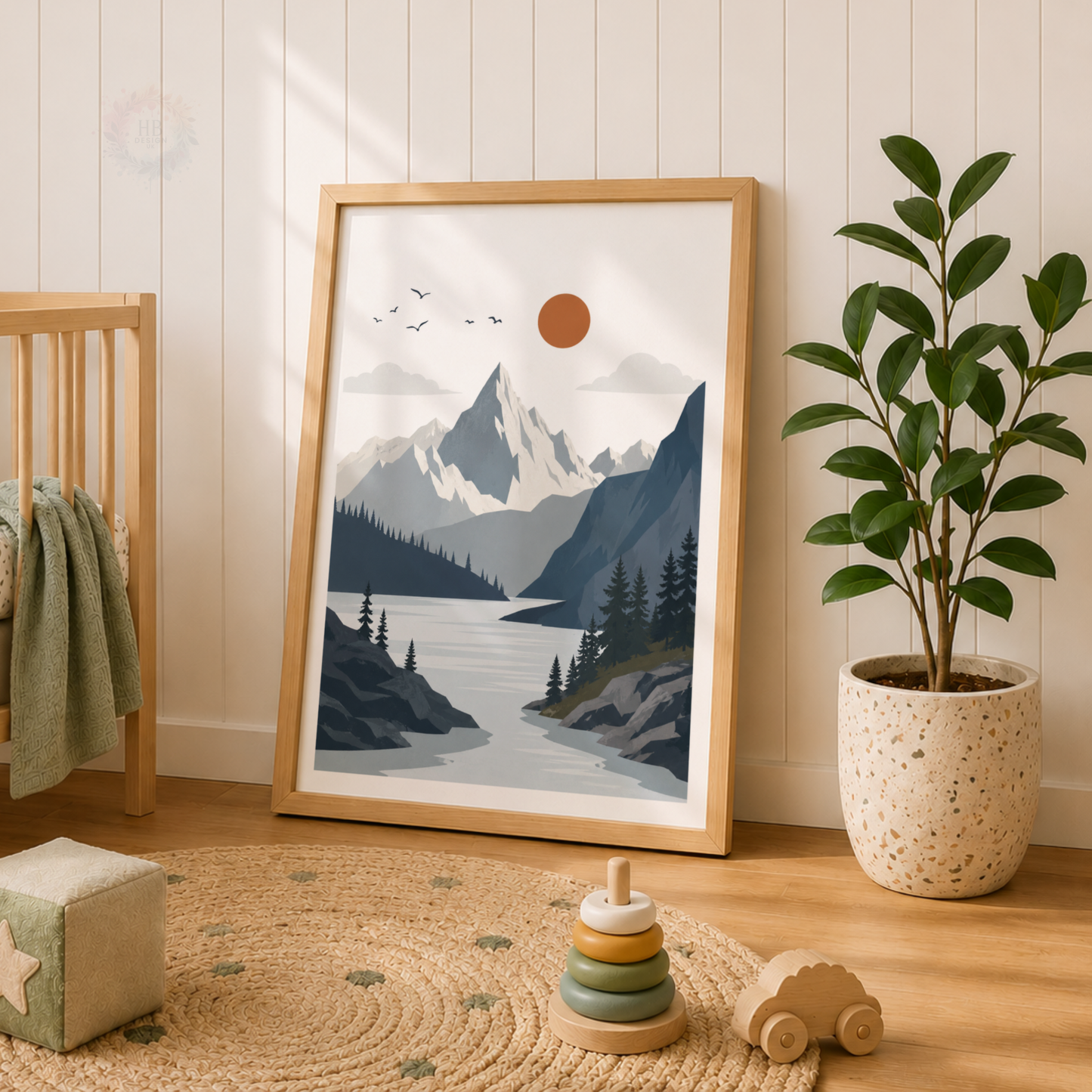 Mountain Landscape Wall Art Prints – Set of 3 Blue Alpine Forest & Lake Prints